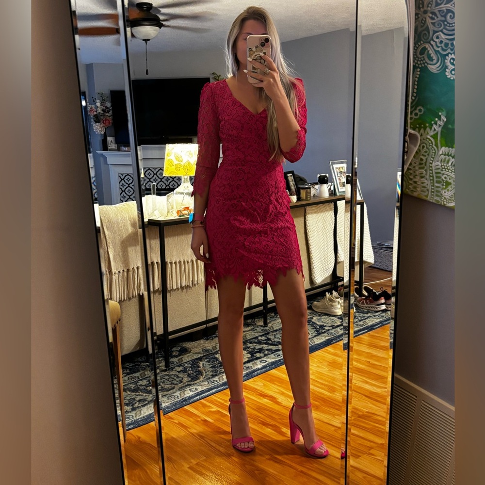 Nanette Lepore Shocking Pink Lace Dress